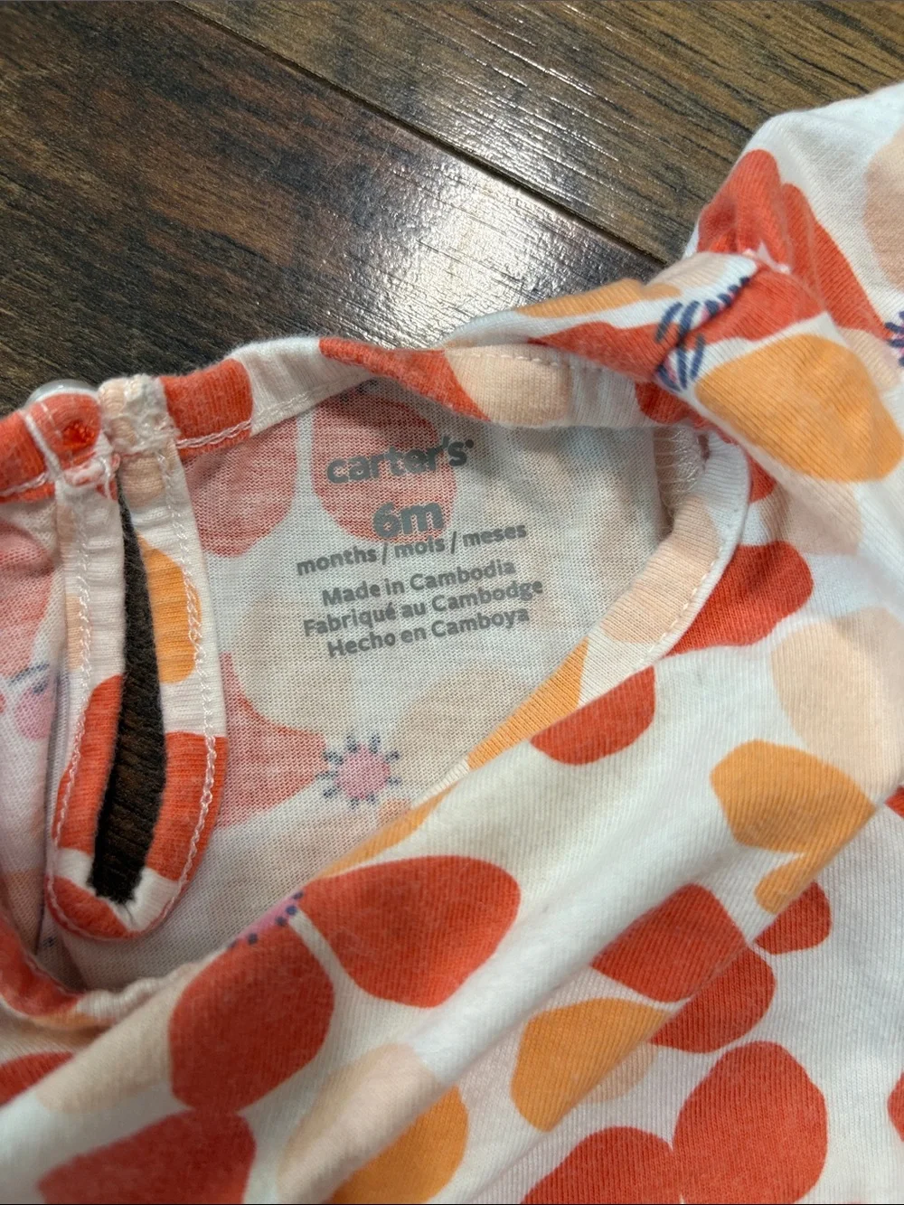 Carter's White Dress with Orange and Peach Floral Print